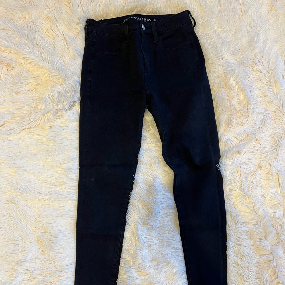 American Eagle Black Non-Distresses High Rise Jegging